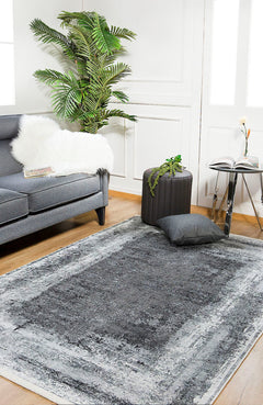 Modern Digital Area Rug – Grey Non Slip Washable Floor Rug for Living Room