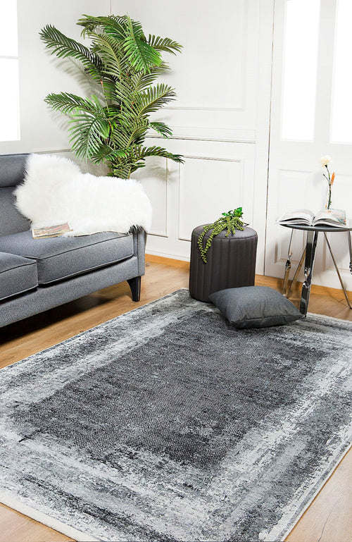 Modern Digital Area Rug – Grey Non Slip Washable Floor Rug for Living Room