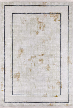 Cream Area Rug - Digital Print Frame Design Carpet | Non Slip, Antibacterial, Washable