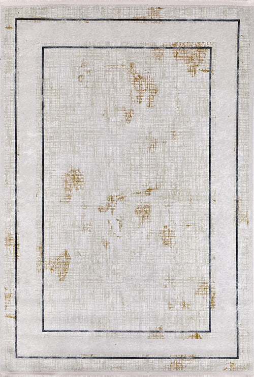 Cream Area Rug - Digital Print Frame Design Carpet | Non Slip, Antibacterial, Washable