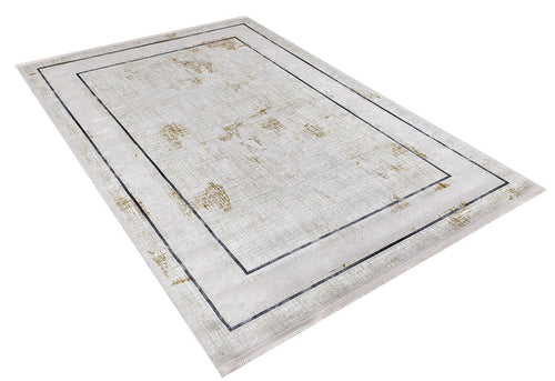Cream Area Rug - Digital Print Frame Design Carpet | Non Slip, Antibacterial, Washable