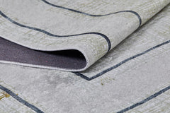 Cream Area Rug - Digital Print Frame Design Carpet | Non Slip, Antibacterial, Washable