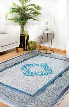 Blue Area Rug – Classic Digital Print Carpet, Antibacterial Non Slip Floor Mat