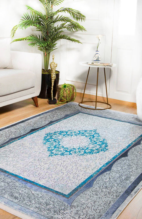 Blue Area Rug – Classic Digital Print Carpet, Antibacterial Non Slip Floor Mat