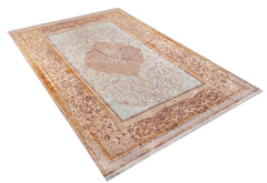 Digital Print Area Rug - Classic Orange Frame Non Slip Antibacterial Carpet