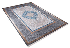 Digital Print Area Rug - Navy Blue Classic Style Carpet, Antibacterial & Non Slip