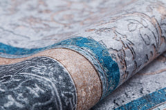 Digital Print Area Rug - Navy Blue Classic Style Carpet, Antibacterial & Non Slip