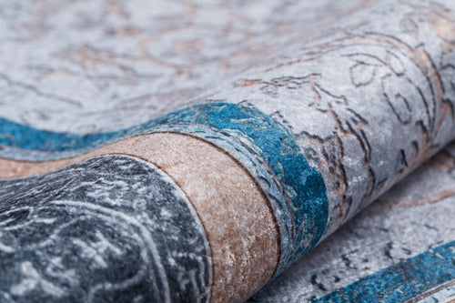 Digital Print Area Rug - Navy Blue Classic Style Carpet, Antibacterial & Non Slip