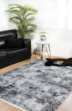 Modern Digital Area Rug - Black Antibacterial Non Slip Washable Carpet