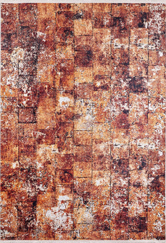 Modern Digital Print Rug - Brown Area Rug | Non Slip Washable Carpet