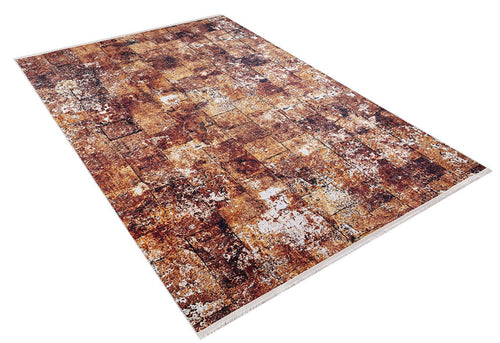 Modern Digital Print Rug - Brown Area Rug | Non Slip Washable Carpet