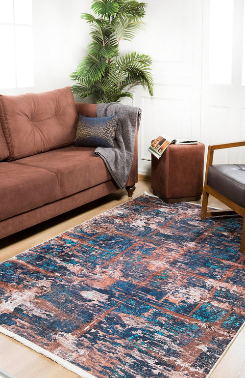 Tumen Navy Modern Digital Print Area Rug