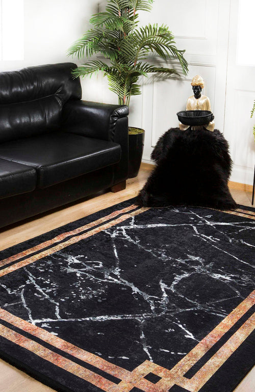 Elektrostal Black Frame Digital Print Area Rug