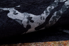 Gold Frame Area Rug - Black Digital Print Non Slip Washable Carpet
