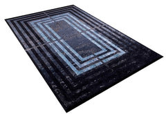 Navy Frame Area Rug – Digital Print Carpet for Living Room & Kitchen | Non Slip