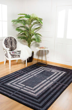 Digital Print Area Rug – Anthracite Frame, Non Slip, Antibacterial Carpet