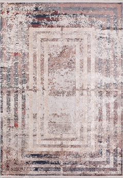 Beige Geometric Area Rug – Digital Print Rug With Non Slip, Antibacterial Features