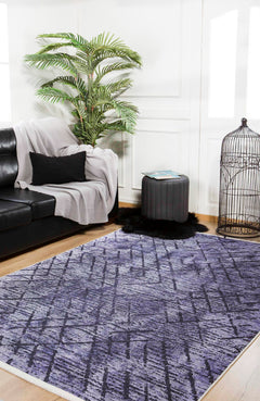Purple Striped Area Rug - Digital Print Rug | Non Slip, Washable Carpet