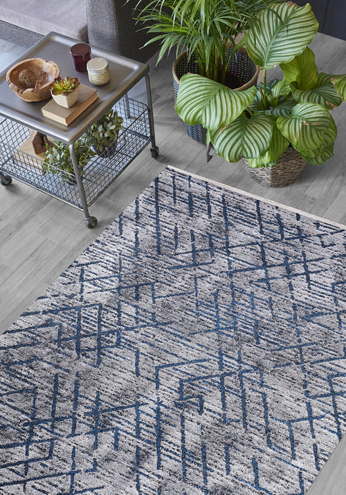 Grey Striped Area Rug - Digital Print Washable Non Slip Carpet for Living Room