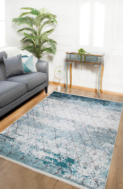 PavlovskiPosad Blue Geometric Digital Print Area Rug