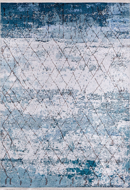 PavlovskiPosad Blue Geometric Digital Print Area Rug
