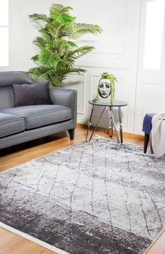 Modern Digital Print Rug – Grey Area Rug With Non Slip, Antibacterial Carpet