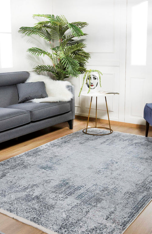Modern Digital Print Rug – Grey Area Rug | Non Slip, Antibacterial Carpet