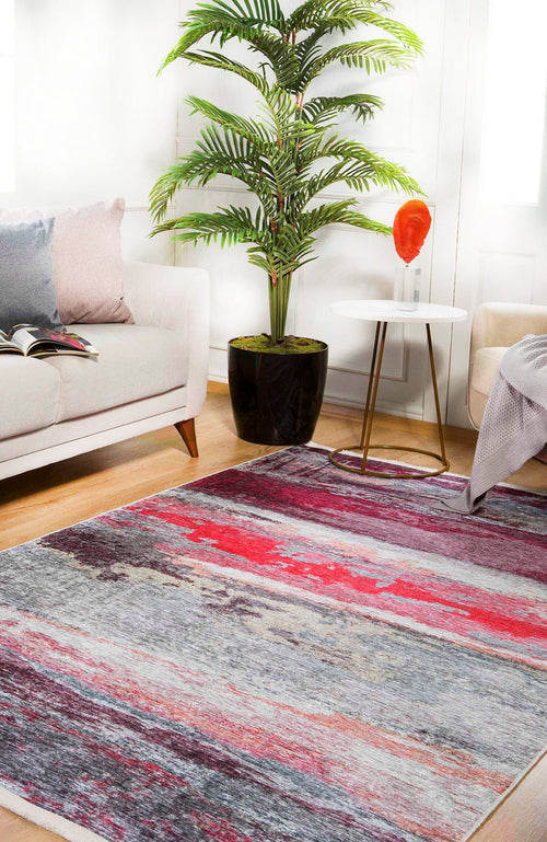 Modern Digital Print Rug – Anthracite Area Rug | Non Slip, Antibacterial Carpet