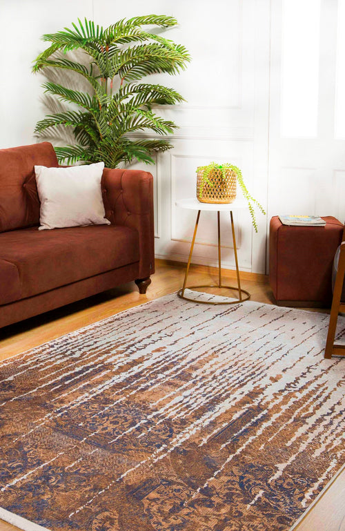 Modern Area Rug - Brown Digital Print Non Slip Antibacterial Carpet for Living Room