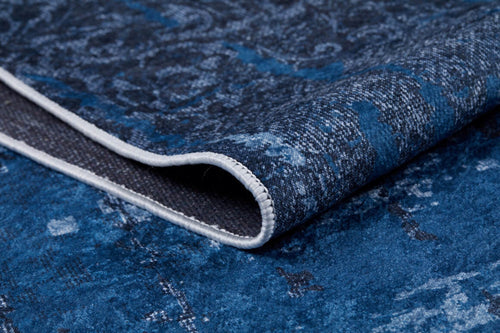 Modern Digital Area Rug – Blue Non Slip Washable Carpet for Living Room