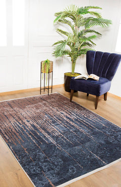 isim Navy Modern Digital Print Area Rug