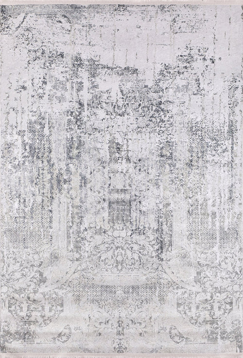 Modern Digital Area Rug - Grey Non Slip Carpet for Living Room & Kitchen