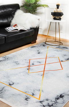 Grey Marble Area Rug – Digital Print Non Slip Carpet With Antibacterial Design