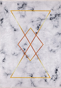 Grey Marble Area Rug – Digital Print Non Slip Carpet With Antibacterial Design