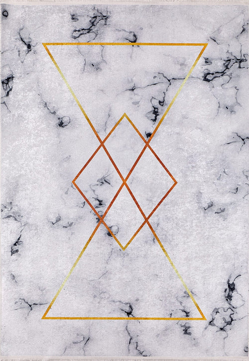 Grey Marble Area Rug – Digital Print Non Slip Carpet With Antibacterial Design