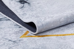 Grey Marble Area Rug – Digital Print Non Slip Carpet With Antibacterial Design