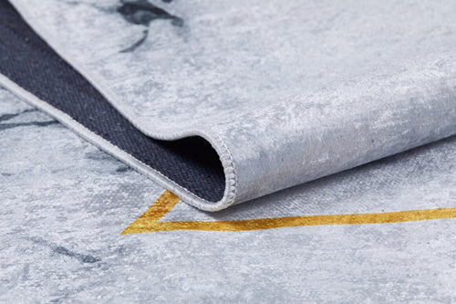 Grey Marble Area Rug – Digital Print Non Slip Carpet With Antibacterial Design