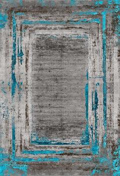 Digital Print Area Rug – Anthracite Frame Design Non Slip High Quality Carpet