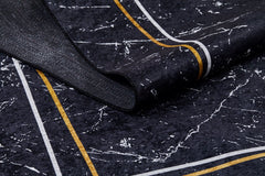 Modern Digital Area Rug – Black Non Slip Antibacterial Washable Carpet