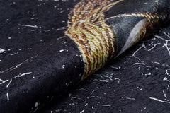 Modern Digital Area Rug – Black Non Slip Antibacterial Washable Carpet