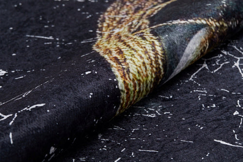 Modern Digital Area Rug – Black Non Slip Antibacterial Washable Carpet