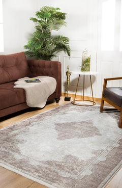 Cream Area Rug – Classic Digital Print Rug | Antibacterial, Non Slip & Washable Carpet