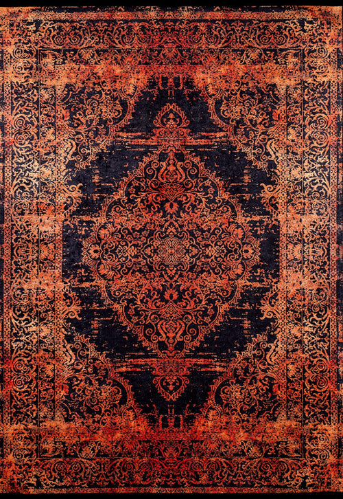 Classic Digital Print Rug - Orange Black Area Rug | Non Slip, Antibacterial Carpet