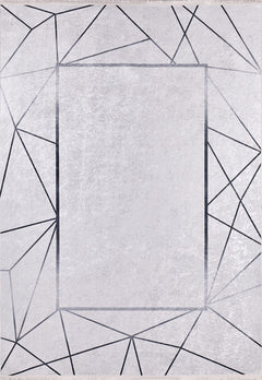 Rubtsovsk Grey Frame Digital Print Area Rug