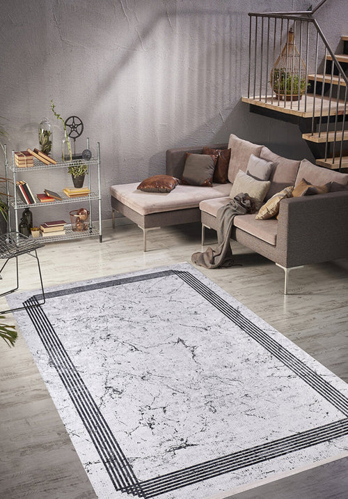 Rubtsovsk Grey Frame Digital Print Area Rug