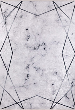 Krasnokamsk Grey Marble Digital Print Area Rug