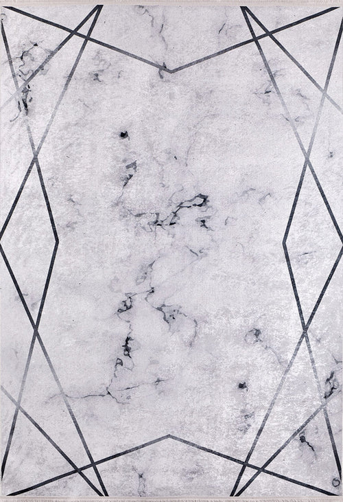 Krasnokamsk Grey Marble Digital Print Area Rug