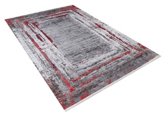 Burgundy Area Rug - Digital Print Frame Design Carpet | Non Slip, Antibacterial