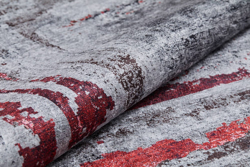 Burgundy Area Rug - Digital Print Frame Design Carpet | Non Slip, Antibacterial