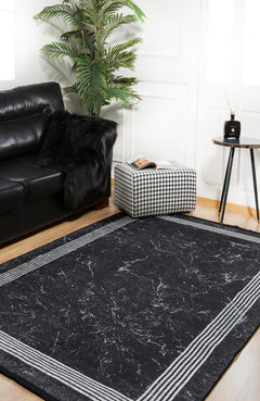 Digital Print Area Rug – Black Frame Stylish Non Slip Antibacterial Carpet